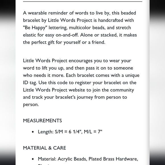 Little Words Project, "Be Happy" Beaded Bracelet - Picture 3 of 6